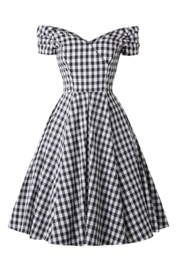 Svart Gingham Vintage kjole fra 1950-tallet
